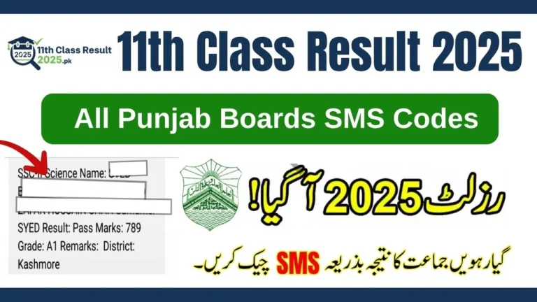 Check 11th Class Result 2025 by SMS – All Punjab Boards Codes